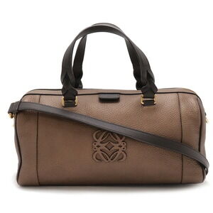 Loewe Fusta handbag Boston bag 2Way Shoulder Brown Leather